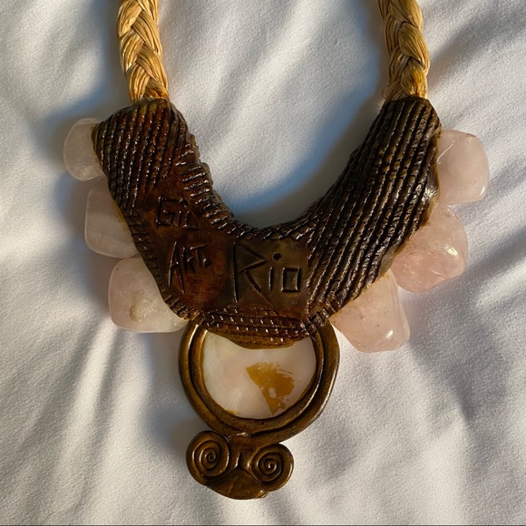 Handmade Artisan Necklace with Pearl and Natural Rose Quartz Stones - Picture 3 of 5